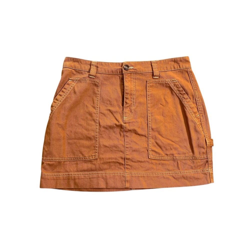 Twill Denim Utility Style Carpenter Burnt Orange Mini Skirt Old Navy Size 12